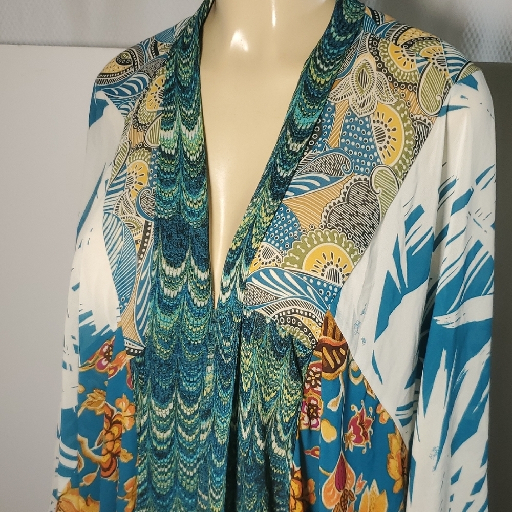 Rose + Olive Colorful Floral Patterned Kimono Cardigan Size XL - Picture 2 of 8